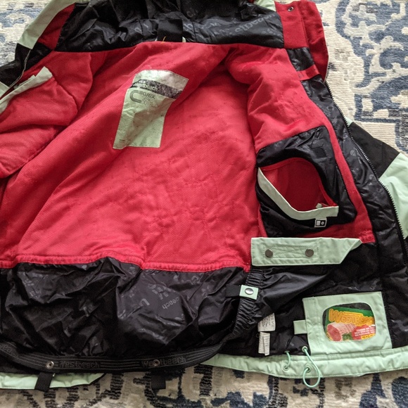 S Westbeach Men's Snowboarding Coat - Mint, Black, & Red - Picture 5 of 10